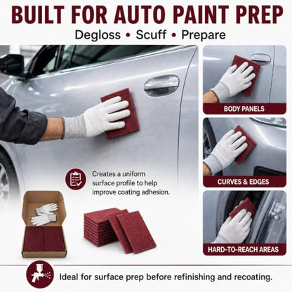 20 Pack Maroon Scuff Pads, 6x9 Inch Very Fine Hand Pads for Auto Paint Prep