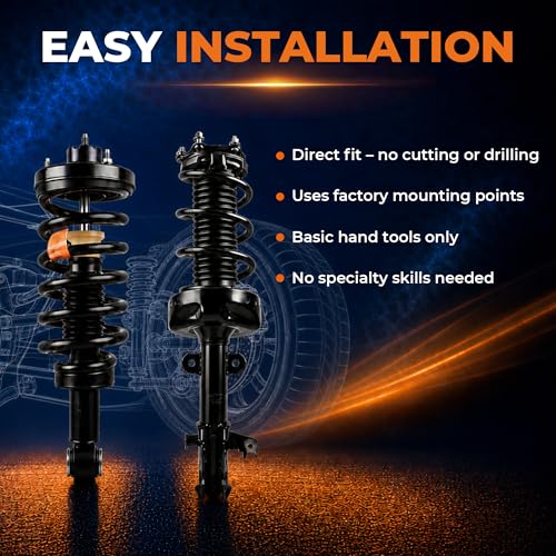 KUIPERAUTO Front and Rear Complete Struts shocks Assembly w/Coil Spring 172562R 172562L 172563 Compatible for 2008 2009 2010 2011 2012 Honda Accord 2.4L 3.5L Shock Absorbers Replacement 4PCS FWD - size: 2X Front and 2X Rear, style: 2008-2012