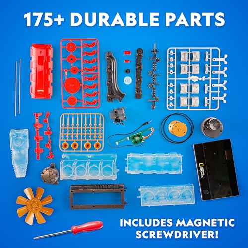 National Geographic 4-Cylinder Engine Building Kit Working Model for Kids
