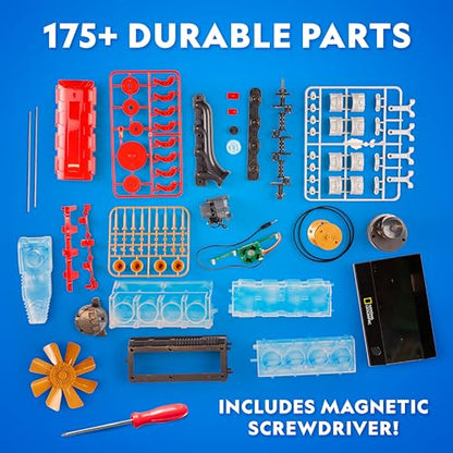 National Geographic 4-Cylinder Engine Building Kit Working Model for Kids