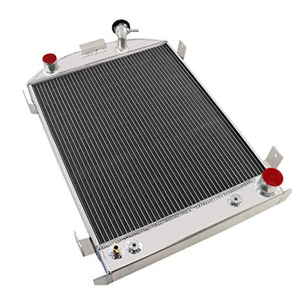 Radiator Compatible with 1930-1938 Ford Model A/B Chevy V8 Engine 2.2L 3.8L L4 V8, 4 Row Performance Aluminium Radiator - size: 4-Row AA5052 Aluminum