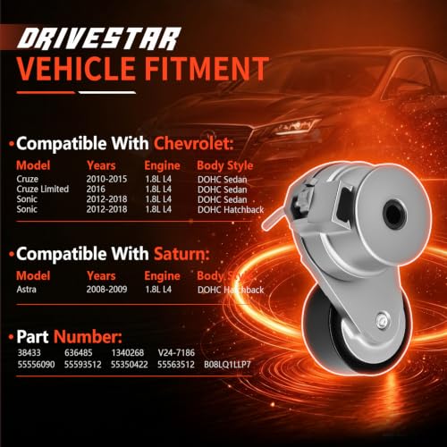 38433 Belt Tensioner w/Pulley for Chevy Cruze Sonic Saturn Astra - size: 38433