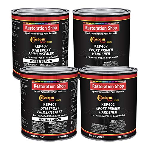 Custom Shop, White DTM Epoxy Primer/Sealer 2.1 VOC, 1:1 Mix, 1 Gallon Kit - color: White, size: 4 Piece Set