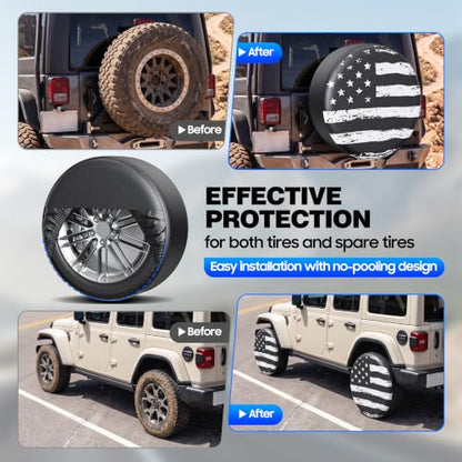 Moonet PVC Leather Tire Cover,White Flag 2-Pack, Universal Fit 30-32" - color: White Flag 2 Pack, size: L for Tire Diameter 30-32inch