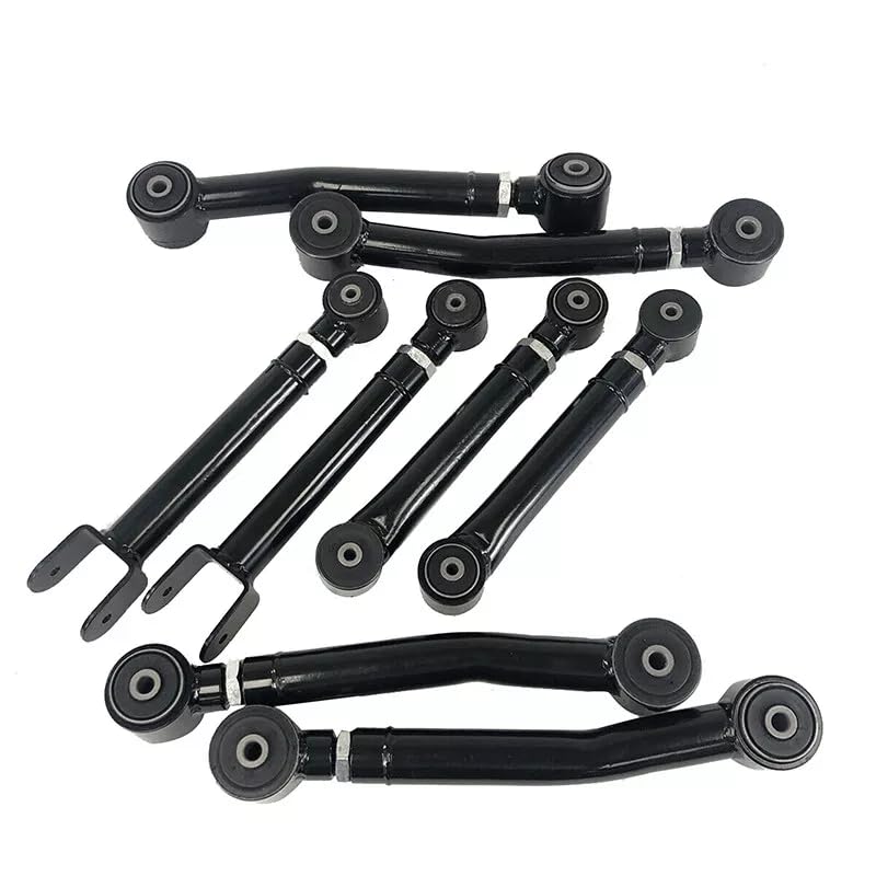 Adjustable Lower Suspension Control Arm and Adjustable Front Rear Upper Suspension Control Arm Replacement for 1993-1998 Grand Cherokee ZJ /1998-2006 Jeep Wrangler TJ - color: black