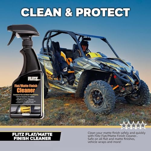 FLITZ Flat Matte Finish Cleaner - 8oz Bottle of USA-Made Vinyl Wrap Spray to Easily Remove Grease, Wax, Dust, & More - Quick Drying Matte Paint Cleaner - Ideal for Cars, Motorcycles - size: 8 Fl Oz (Pack of 1)