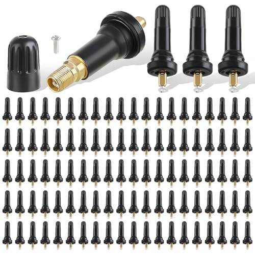 AUTOKAY 100pcs TPMS 17-20008 Rubber Snap-in Tire Pressure Sensor Tire Valve Stem TPMS Compatible with Jeep Ford Chevy Chrysle Ram GMC Cadillac Buick Lincoln Pontiac Ram Hyundai for Subaru for Dodge