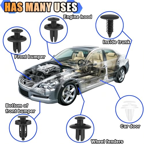 100 Pcs Bumper Clips Car Clips Plastic Rivets of 6 Most Popular Sizes Fasteners Push Retainer Kit Auto Push Pin Rivets Set - size: 100 clips