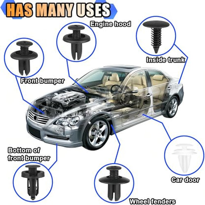 100 Pcs Bumper Clips Car Clips Plastic Rivets of 6 Most Popular Sizes Fasteners Push Retainer Kit Auto Push Pin Rivets Set - size: 100 clips