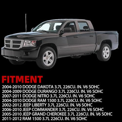 MITZONE Aluminum Valve Cover Set Compatible with Dodge Ram 1500 Durango Dakota Nitro Jeep Commander Grand Cherokee 3.7L V6 2004-2012 Replace 53021937AC 53021938AB - color: Red-Aluminum