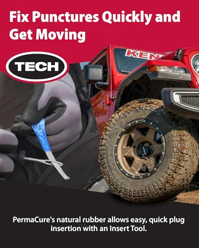 PermaCure Tire Repair Kit with Plugs, Tools and Vulcanizing Fluid