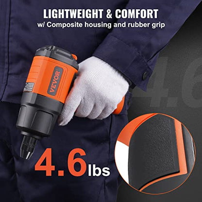 VEVOR 1/2-Inch Air Impact Wrench - High Torque 1400 ft-lbs - Lightweight 4.6 lb - Includes 11-Piece CR-V Steel Impact Socket Set & Carrying Case - size: 7*7.3inches