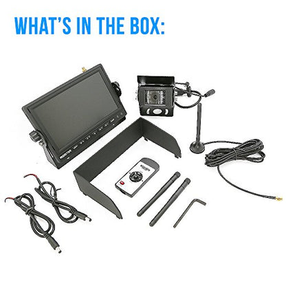 Pyle 7’’ Monitor Vehicle Safety System - Built in 2.4Ghz Antenna Wireless Video Transmitter & Receiver, Waterproof, Single Camera Connectivity with Night Vision, Use for Bus, Truck, Trailer or Van