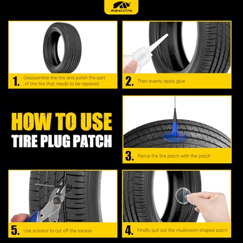 MIKKUPPA Tire Repair Patch Plug Kit - Tire Patches Combination Repair Unit, Dipped Stem Repair Plug Nail (24 PCS, 0.24 x 1.89 Inch)
