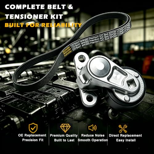 AC Belt 12576447 4PK960 EPDMand 38159 Serpentine belt kit for 2002-2006 Chevy Silverado 1500 2500 GMC Sierra Tahoe Yukon Escalade 4.8L 5.3L 6.0L V8, Air Compressor Serpentine Belt K040378 - size: 12576447+38159