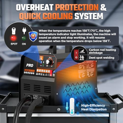 Dent Puller Welder 3.5KW Spot Welder Dent Puller Machine, Auto/Manual Welding, 110V 4200A Auto Body Repair Kit with 6 Welding Modes & Overheat Protection for Car/Truck/Motorcycle - color: Black
