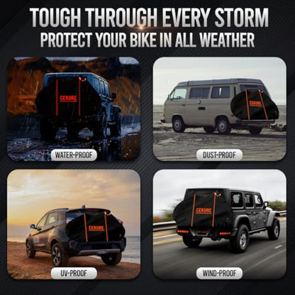 1-2 Bike Cover for Transport on Rack, Heavy Duty 600D Accident Proof Design - size: 82x38x47 inches (Transport)