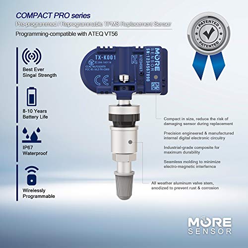 MORESENSOR Compact Series 315MHz TPMS Tire Pressure Sensor | Compatible with 1997-2000 Corvette | Clamp-in | KX-S028