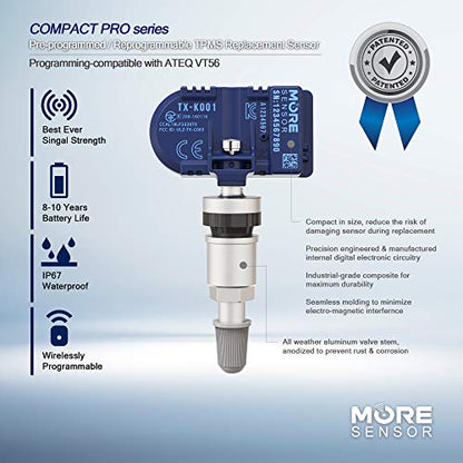 MORESENSOR Compact Series 315MHz TPMS Tire Pressure Sensor | Compatible with 1997-2000 Corvette | Clamp-in | KX-S028