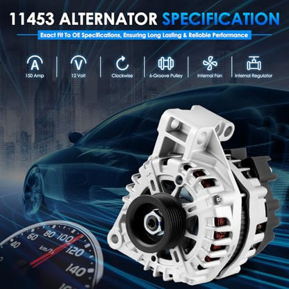 11453 Car Alternators Fit for Chevrolet Equinox Terrain SRX 2010-2012, Impala 2012-2016, Impala Limited 2014-2016, for Buick LaCrosse 2010-2016 Automotive Replacement Alternator 13502585 - size: #11453N, 11453 Alternator
