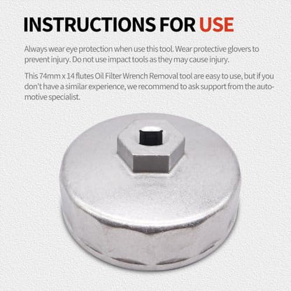 74mm 14 flutes Heavy Duty Oil Filter Wrench, Oil Filter Removal Tool Compatible with Volkswagen, Mercedes Benz, VW, Audi, Porsche, Mazda, Sprinter, Select Mobil1, Bosch and Mahle - style: 74mm 14 flutes