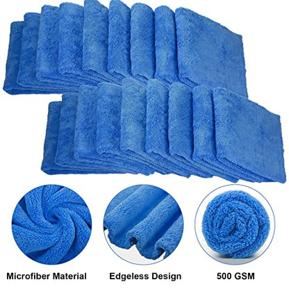 Shimeyao 30 Pcs 16 x 16 Inch Microfiber Car Towels, 500 GSM Edgeless Plush - color: Dark Blue, size: 16 x 16 Inch