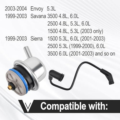 Fuel Injection Pressure Regulator w/Vacuum Line Fits for Chevy Avalanche 1500/Express 1500 2500 3500/Silverado Replaces 89060418 17113556
