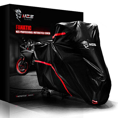 MZS Motorcycle Cover Waterproof Outdoor fits up to 73" Street Bikes Scooter - size: Medium 73 inches