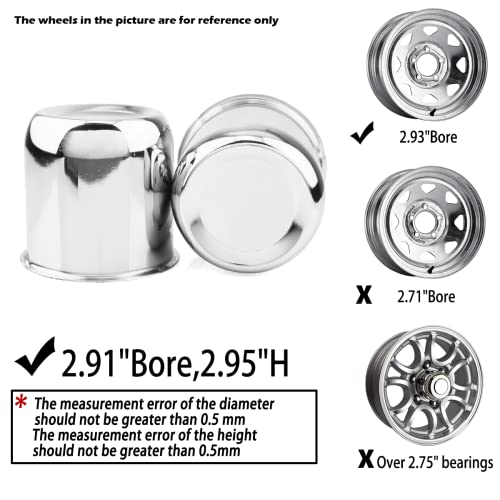 2Pcs 2.91" OD 2.91" H Push Through Trailer Wheel Center Cap for Rim - color: Chrome, size: 2.91" OD 2.91" H