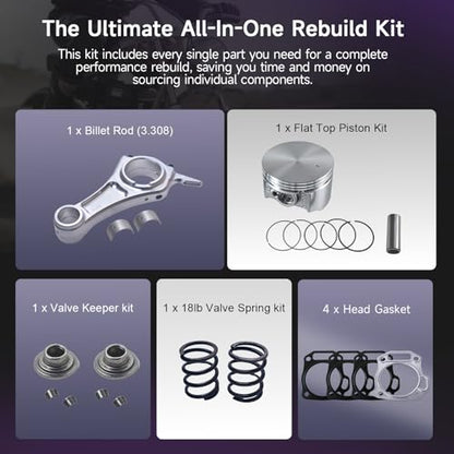 Billet Rod（3.308）Kit for Predator 212cc Hemi and Non-Hemi versions Engine - size: With 70mm Flat Top Piston Kit