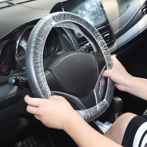 200PCS Disposable Steering Wheel Covers,Disposable Steering Wheel Protector with Elastic, Applicable to Cars, Trucks, Vans (200)