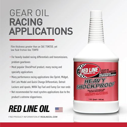 Red Line 58204 Heavy Shockproof Gear Oil - 1 Quart (12 Pack) - size: 1 Quart (32 Ounce), (Pack of 12)