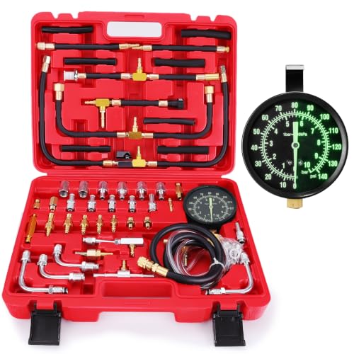 BETOOLL Pro Fuel Injection Pressure Tester Kit 0-140 PSI Fluorescent Gauge - size: 0-140 PSI Fluorescent Gauge