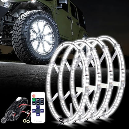 4PCS 15.5" White LED Wheel Lights Waterproof for Truck - size: 15.5inch