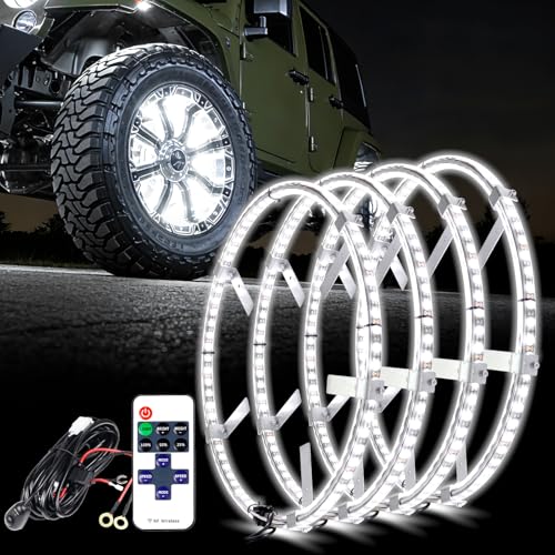 4PCS 15.5" White LED Wheel Lights Waterproof for Truck - size: 15.5inch
