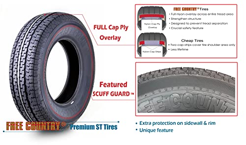 Free Country Trailer Tire Wheel ST225/75R15 10PR 117N 6X5.5 White Spoke Pk2 - size: ST225/75R15 /10PR /6x5.5