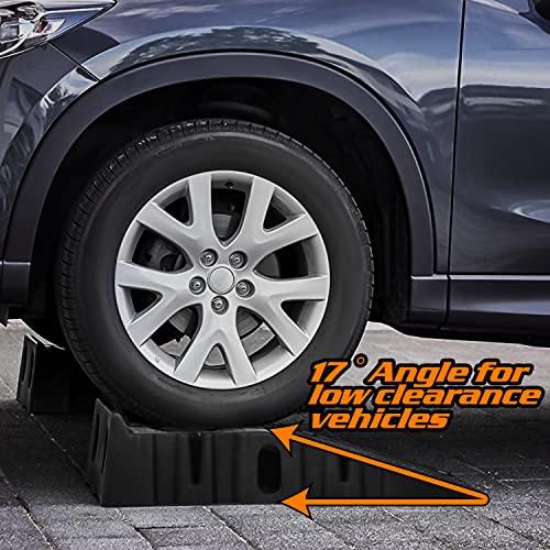 M-AUTO Vehicle Ramp Set of 2 Universal Drive-On 2-Stage Incline Ramps, 2.5 Ton (5000 lb) Lifting Capacity, Nestable & Portable Auto Service Ramp