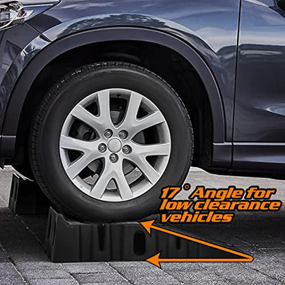 M-AUTO Vehicle Ramp Set of 2 Universal Drive-On 2-Stage Incline Ramps, 2.5 Ton (5000 lb) Lifting Capacity, Nestable & Portable Auto Service Ramp