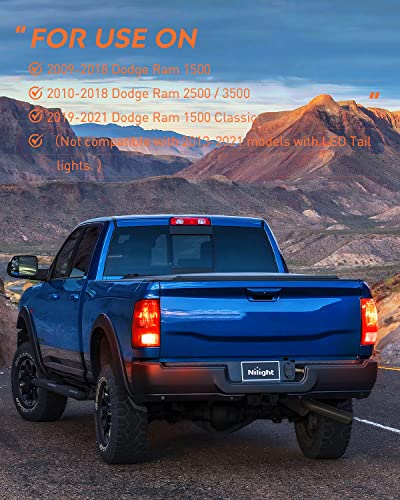 Nilight Taillight Assembly for 2009-2018 Dodge Ram 1500 2500 3500 - color: Red-Driver Side