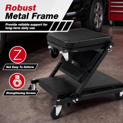 Goplus 36" 3-in-1 Folding Mechanic Creeper, Lay Down or Sit - color: Black, size: 36"