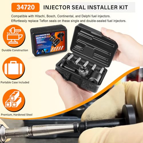 34720 Injector Seal Installer Kit 8Pcs Fits for Ford GM and Subaru Engines etc. Precision Fuel Injector Seal Installation Tool