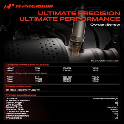A-Premium 2-Pack O2 Oxygen Sensor Compatible with Infiniti, Nissan