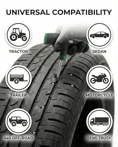 20PCS Tubeless Tire Plug Kit with 15 Plugs, Lubricant, Knife and Gauge