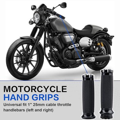1 Inch/25mm Motorcycle Handlebar Grips Cable Throttle Hand Grips for Harley Touring Softail Dyna Sportster Street Glide Cruisers Choppers - color: black
