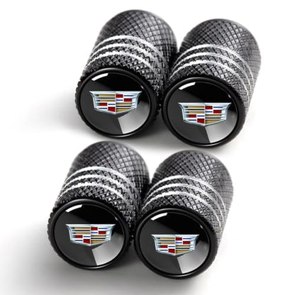 Tire Valve Stem Caps for Cadillac Escalade CT4 CT5 CT6 ATS CTS SRX XT5 Metal Car Wheel Air caps Auto Valve Stem Caps Accessories 4 Pcs Black - color: Black-10