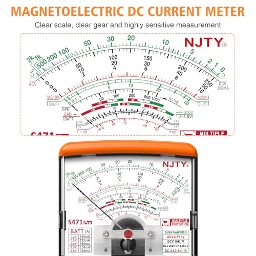 NJTY S471 Analog Multimeter, DC/AC Voltage, DC Current and Resistance - color: Yellow