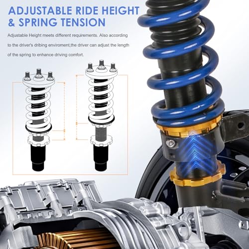 MOSTPLUS Front and Rear Coilover Height Adjustable Struts Compatible with 2008-2016 Mitsubishi Lancer Ralliart CY2A CZ4A Suspensions Coil Spring Shocks(Set of 4) - size: 2008-2016 Mitsubishi Lancer