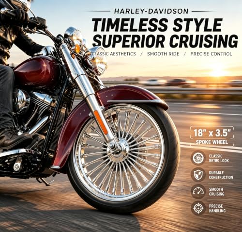 TOFR 18x3.5 Fat Spoke Chrome Front Wheel For Harley Softail Choppers 00-22 - color: Chrome, size: Front:18x3.5