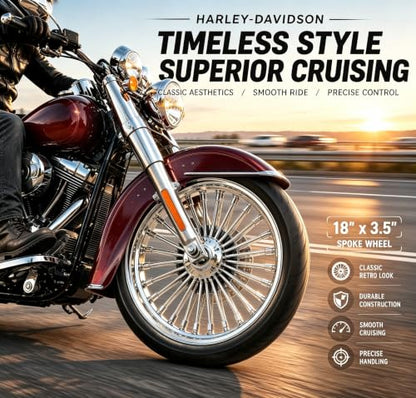 TOFR 18x3.5 Fat Spoke Chrome Front Wheel For Harley Softail Choppers 00-22 - color: Chrome, size: Front:18x3.5