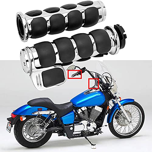 Pair of 1" Dual Chrome Motorcycle Bar End Hand Grips Handlebar Compatible with Cruisers Harley Yamaha Suzuki - color: Chrome#2